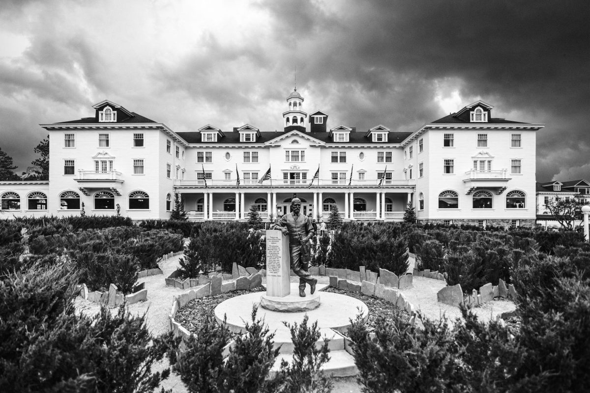Grayscale-photo-of-the-Stanley-Hotel-scaled